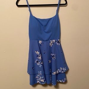 Floral blue mini dress